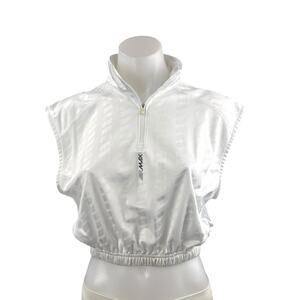 Nike Air Max Women's White Sleeveless Half Zip Boxing Athletic Crop Top Size S